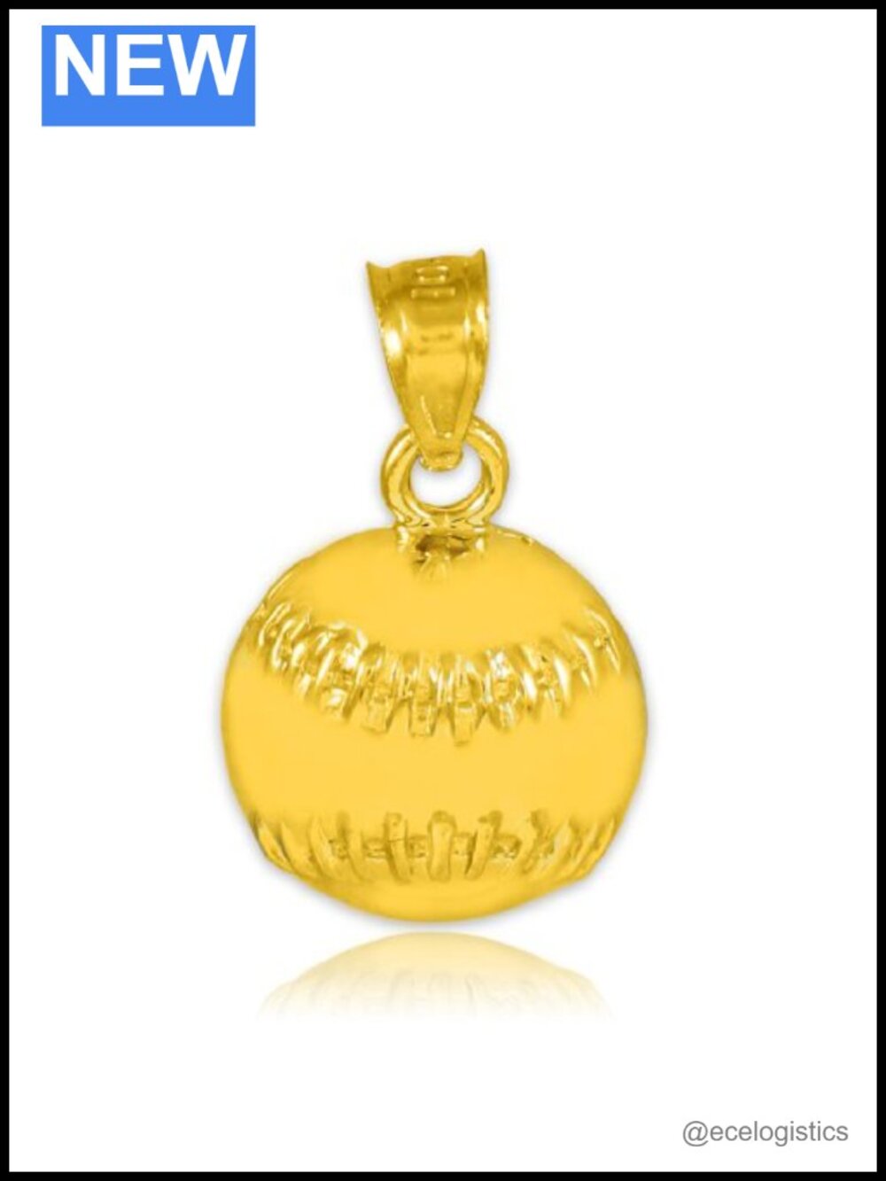 10K Yellow Gold Baseball Softball Sports Charm Pendant